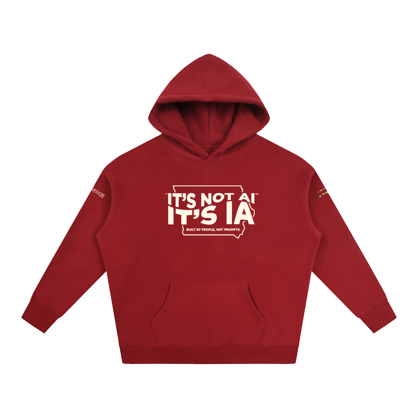 "Built by People, Not Prompts" Oversize Fleeced Hoodie