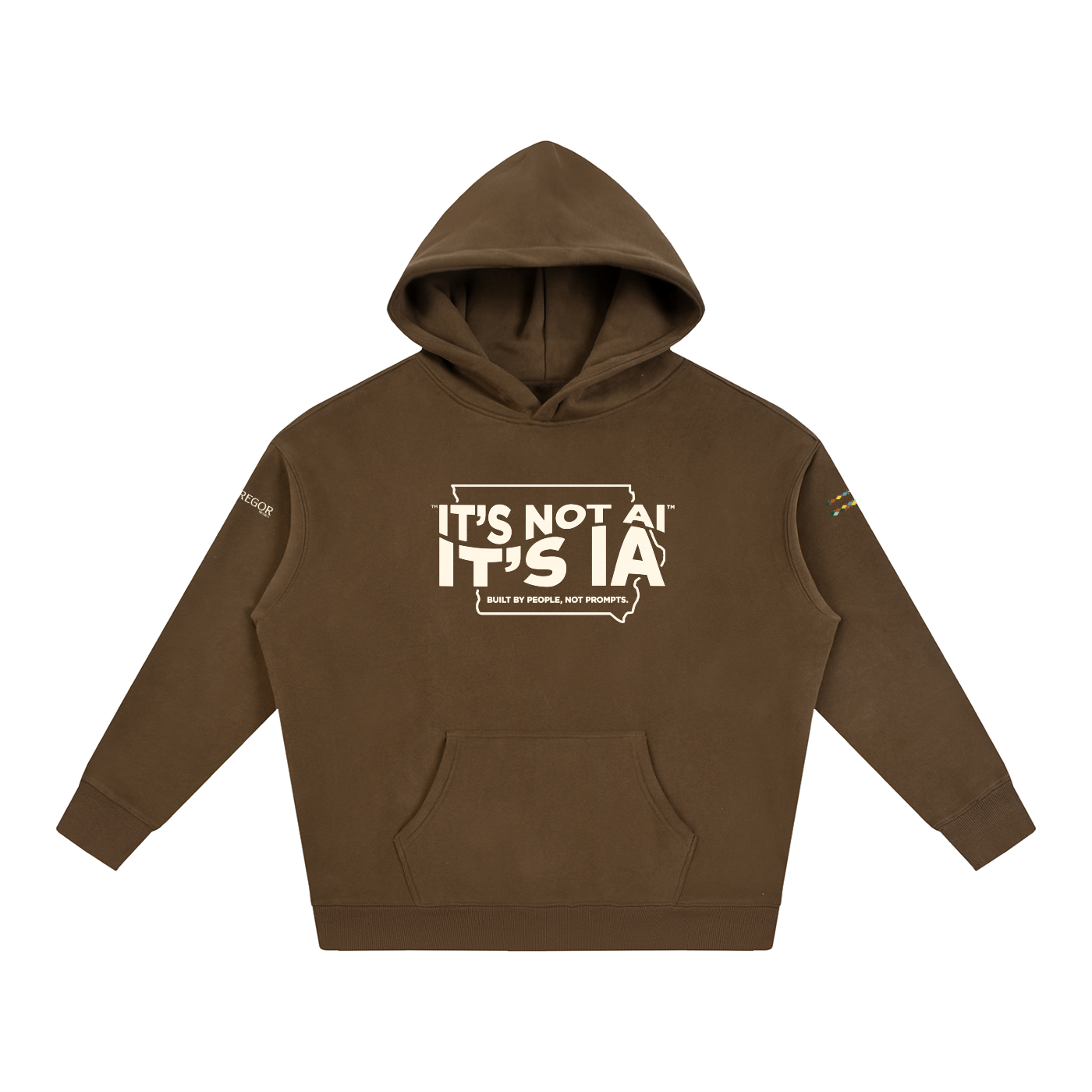 "Built by People, Not Prompts" Oversize Fleeced Hoodie