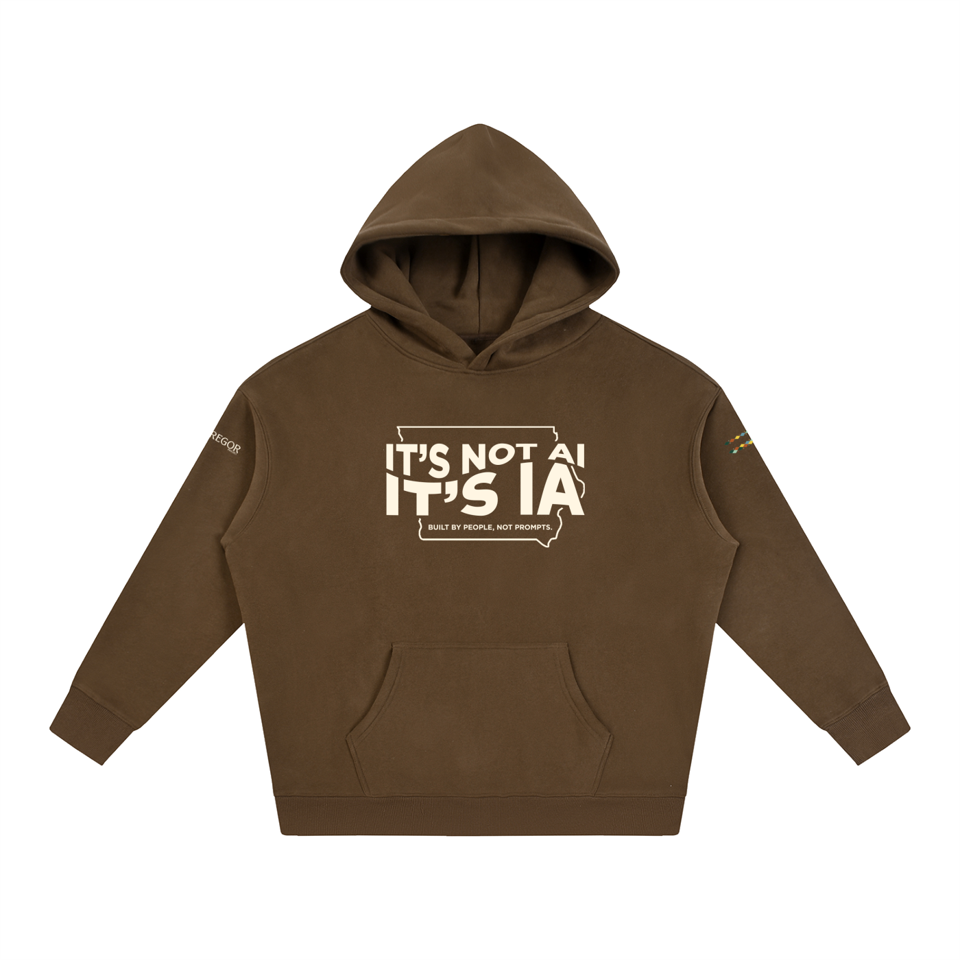 "Built by People, Not Prompts" Oversize Fleeced Hoodie