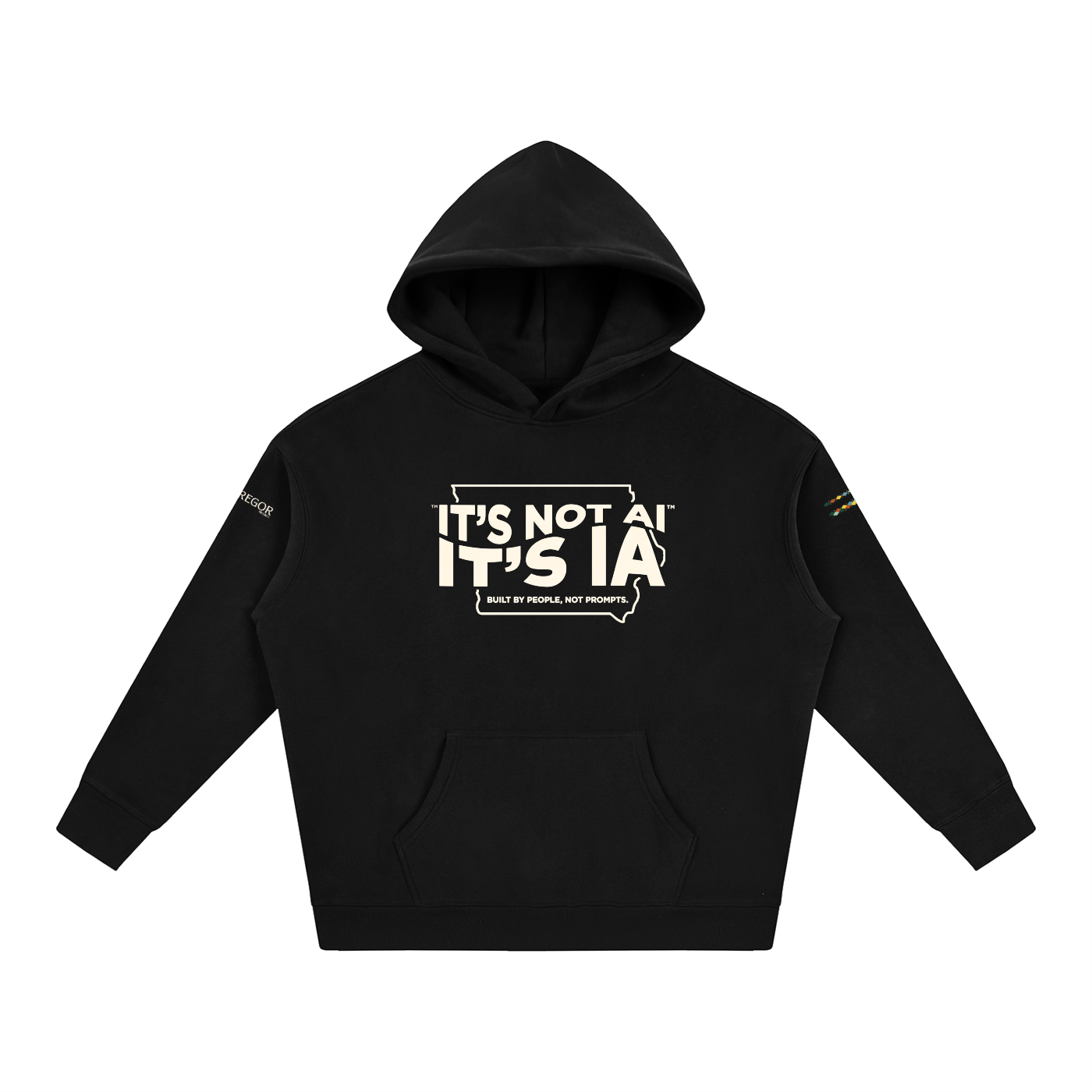 "Built by People, Not Prompts" Oversize Fleeced Hoodie