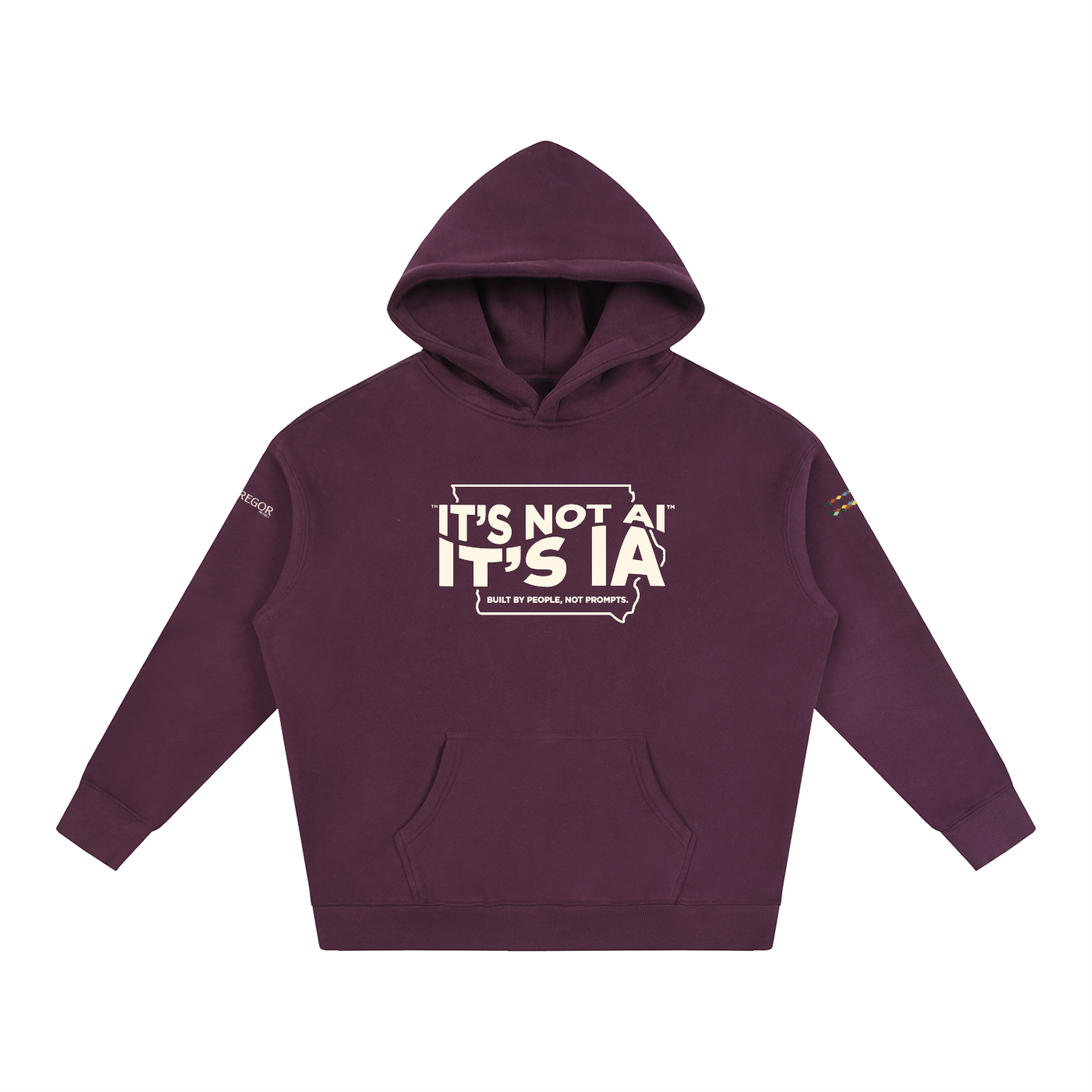"Built by People, Not Prompts" Oversize Fleeced Hoodie